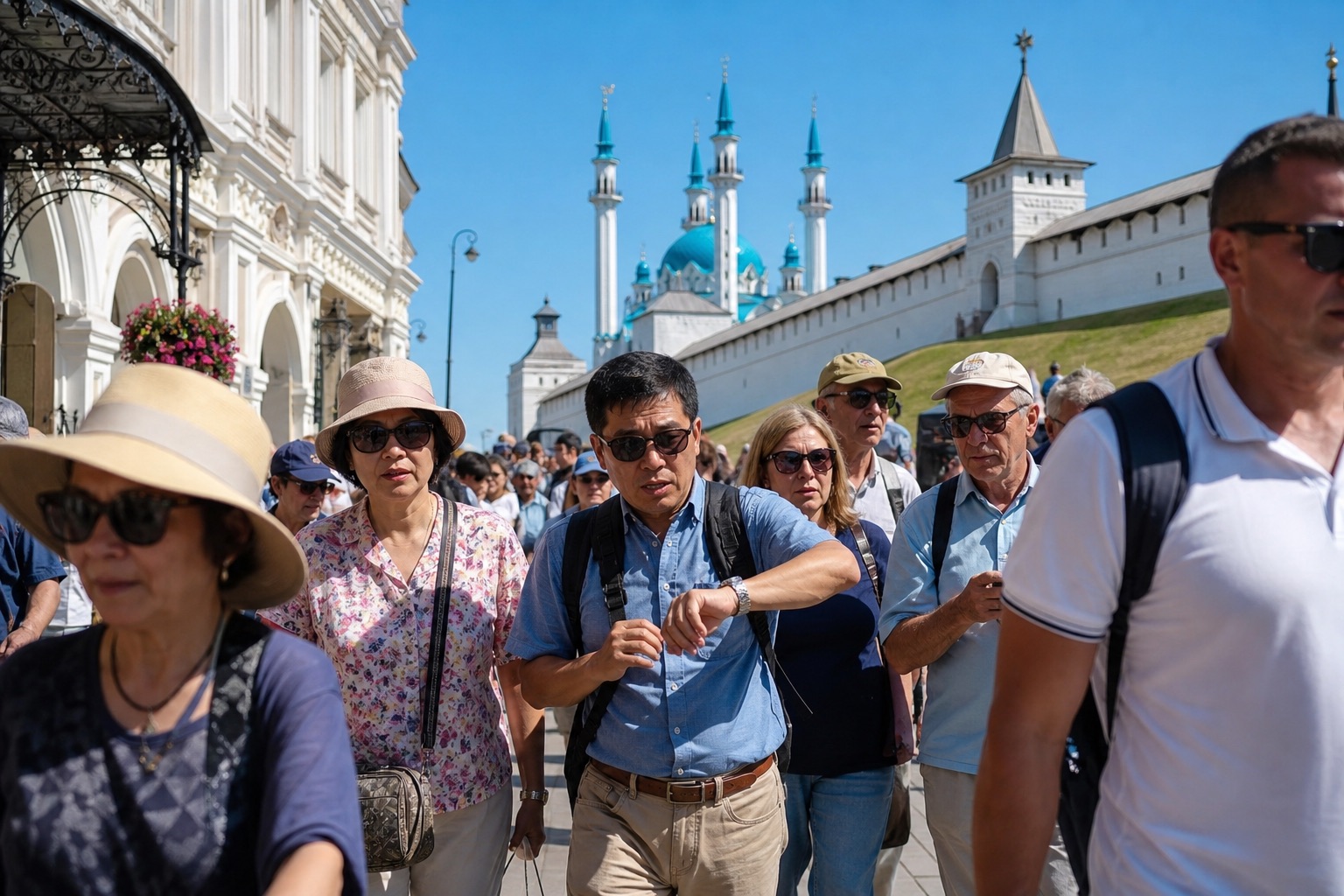 Большая экскурсионная группа в Казани