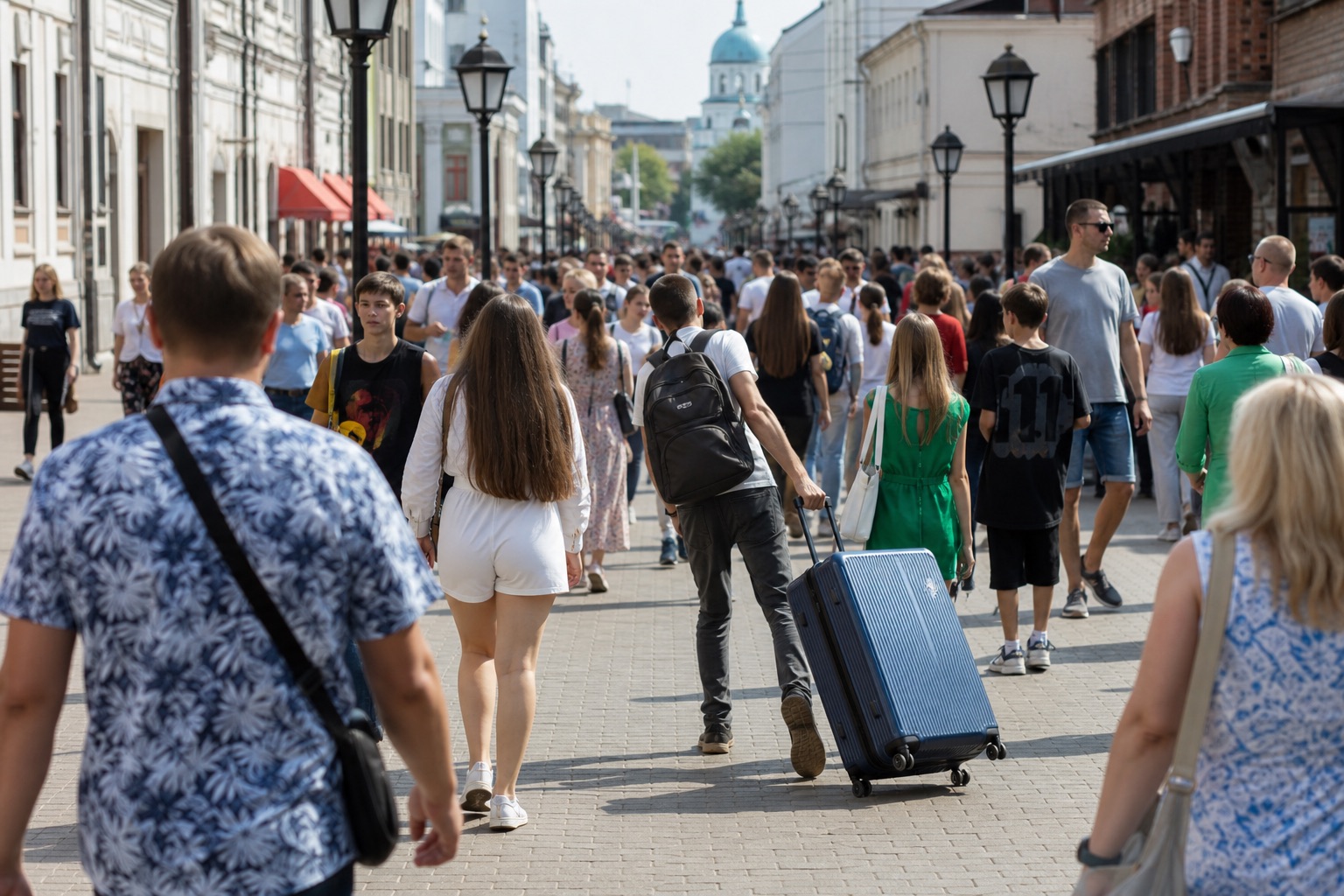 Толпа на улице Баумана в субботу