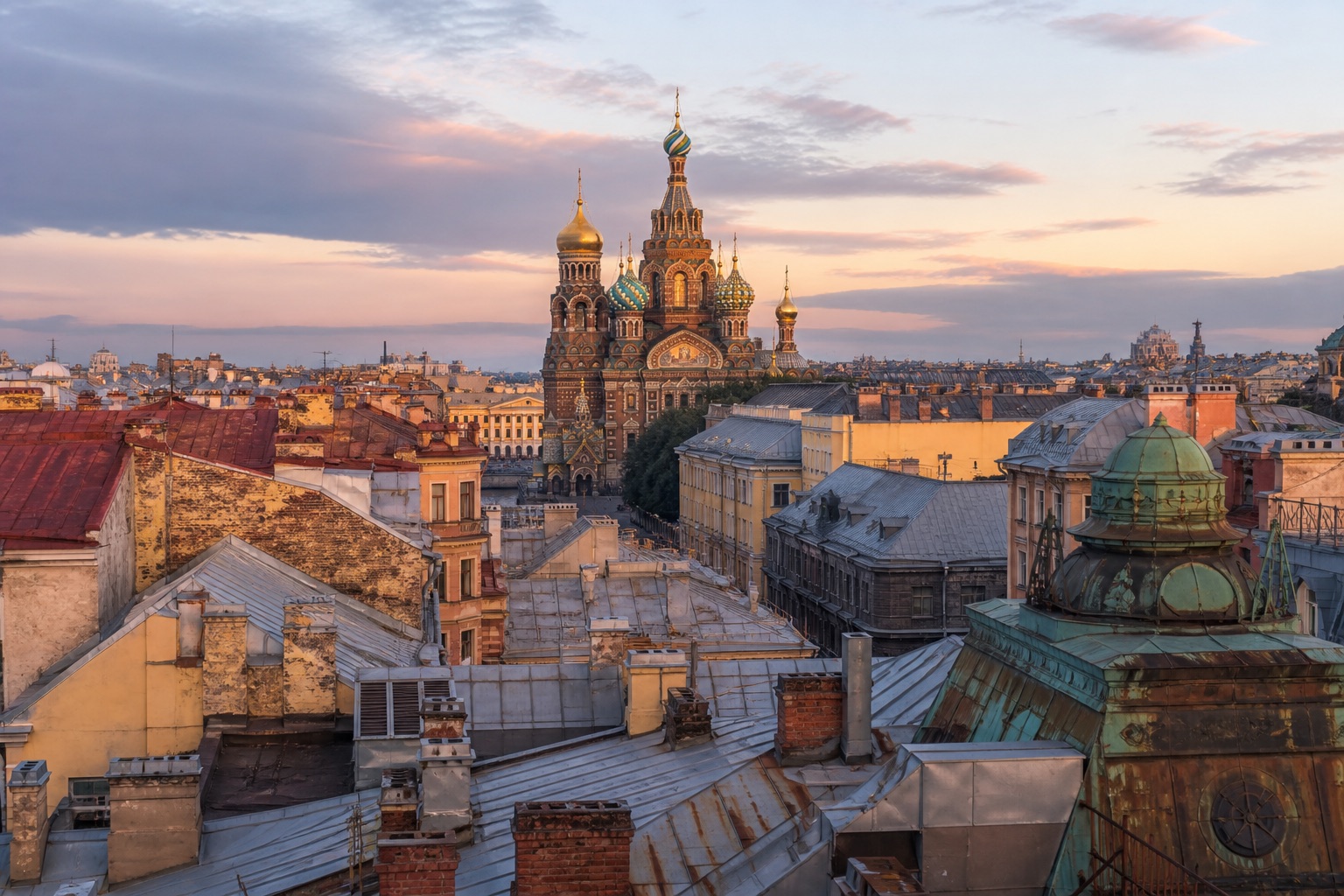 Вид на крыши Петербурга