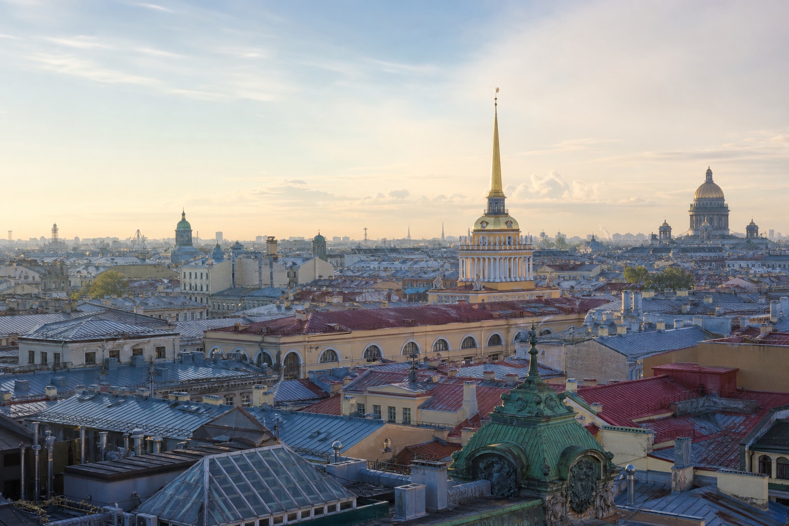 Вид на купола Петербурга с крыши