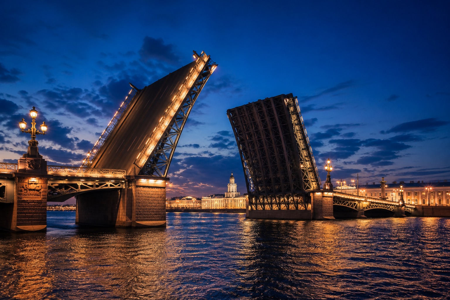 Петербург и Нева вечером