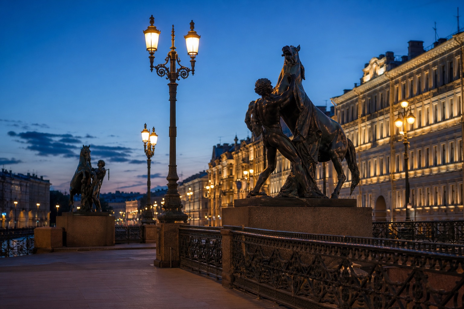 Аничков мост вечером